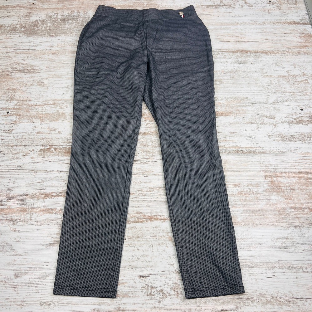 Tommy Hilfiger Womens 10 Gray Pull On Straight Dress Pants Geometric Stretch